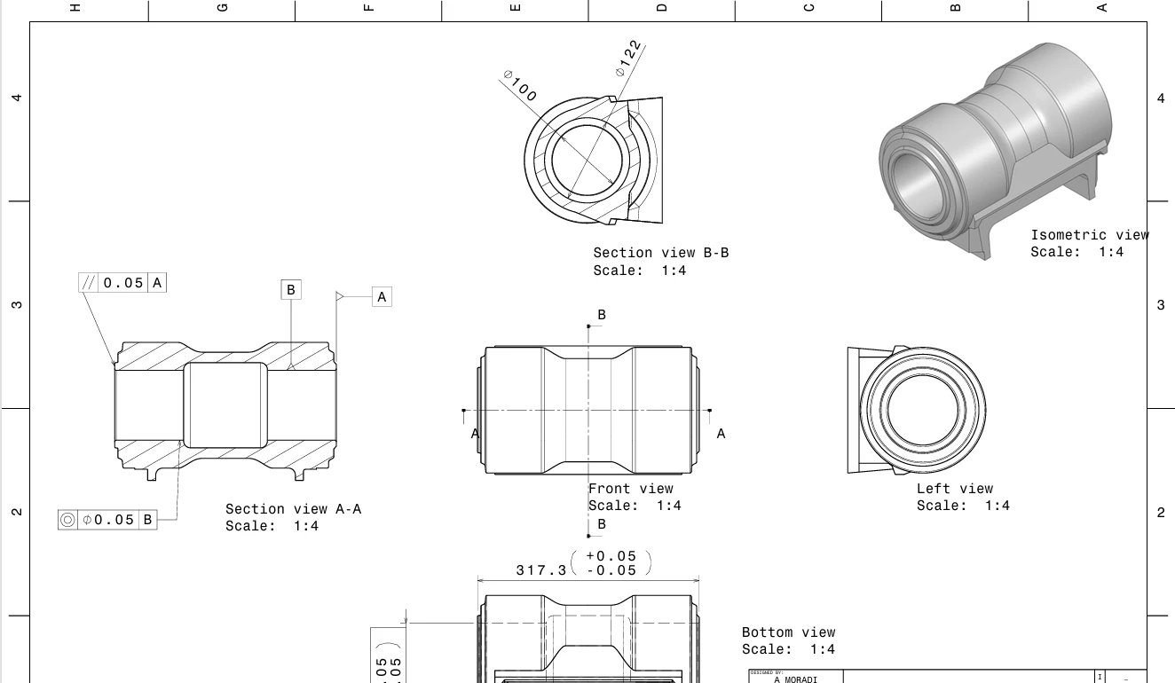 part-technical-plan پلان فنی قطعه بیل مکانیکی