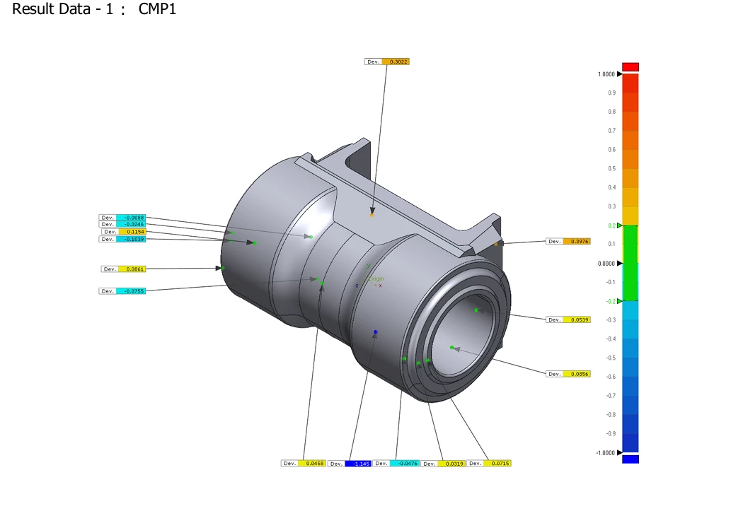 deviation-report-geomagic-control-x گزارش اختلاف قطعه طراحی شده و ابر نقاط اسکن شده